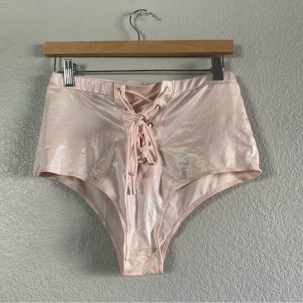 Shimmering Pink Lace-Up High-Waisted Playshorts